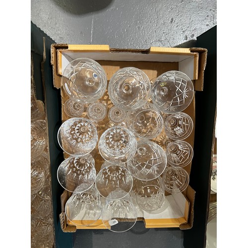 126 - 2 boxes cut glass etc wine whiskey champagne glasses