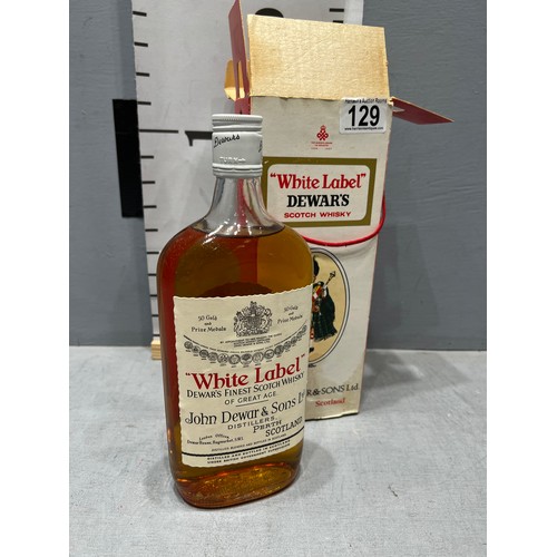 129 - 1 bottle White Label Dewars Scotch whiskey ( unopened)