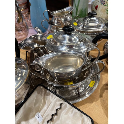 135 - Quantity silver plate tea sets etc