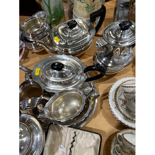 135 - Quantity silver plate tea sets etc