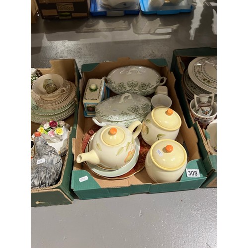 308 - 3 Boxes collectable pottery coalport, doulton etc