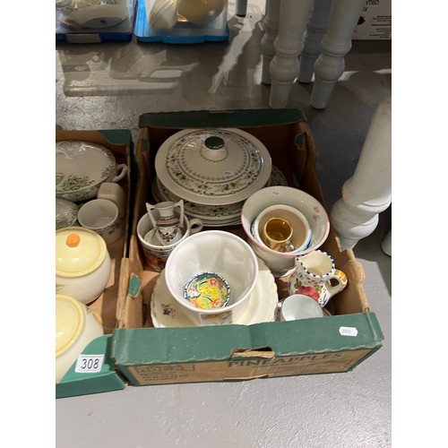 308 - 3 Boxes collectable pottery coalport, doulton etc