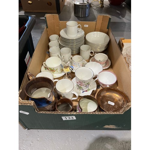 133 - Box pottery inc Goebel bird, Victorian Lustre ware etc