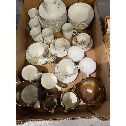 133 - Box pottery inc Goebel bird, Victorian Lustre ware etc