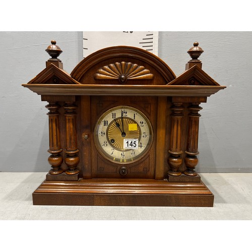 145 - Victorian Wooden mantle clock superb condition