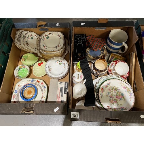 151 - 2 boxes pottery inc Shelley, Carltonware etc