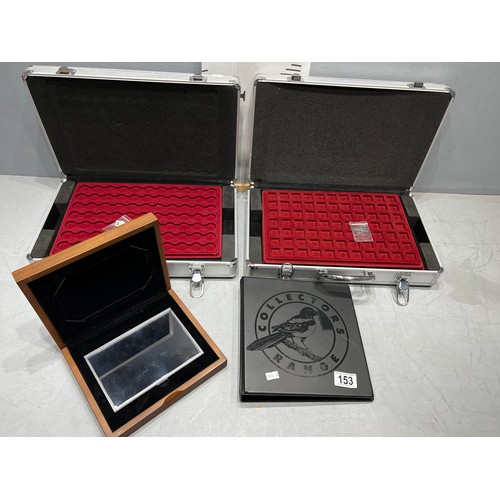 153 - 2 metal coin cases + coin case folder