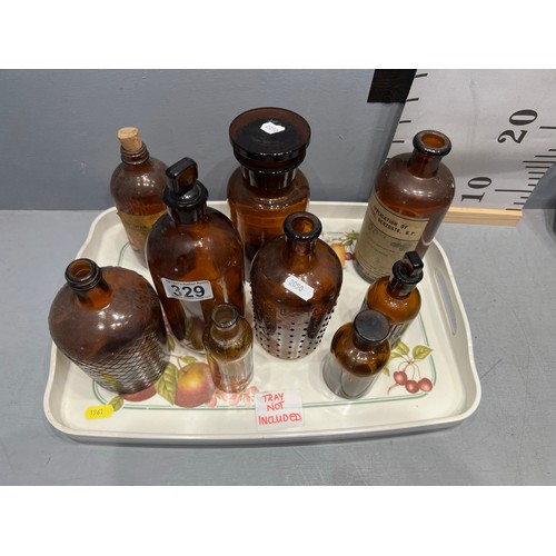 329 - Early 20thC Brown chemist bottles