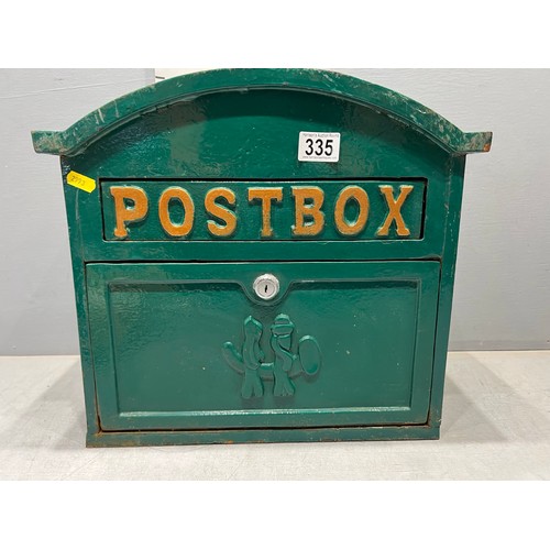 335 - heavy iron Green post box (back a/f)