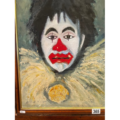 365 - Oil on canvas 'clown' signed Les Spence c1968