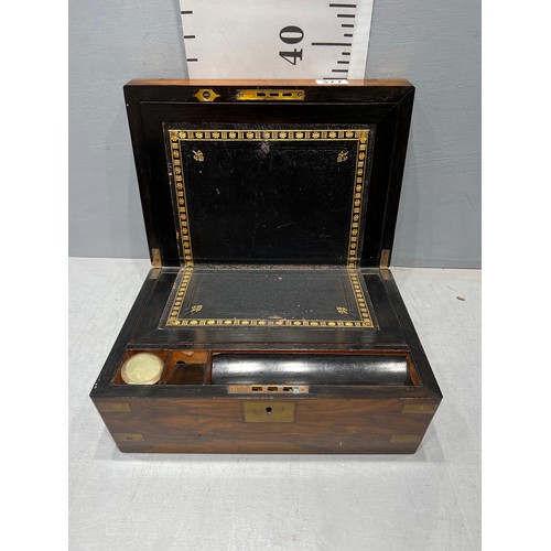 377 - Victorian walnut inlaid brass writing box