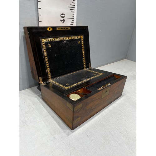 377 - Victorian walnut inlaid brass writing box