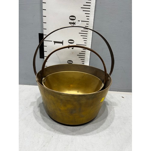 406 - 2 victorian Brass jam pans