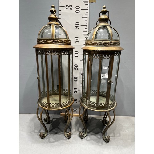 407 - Pair large copper lanterns