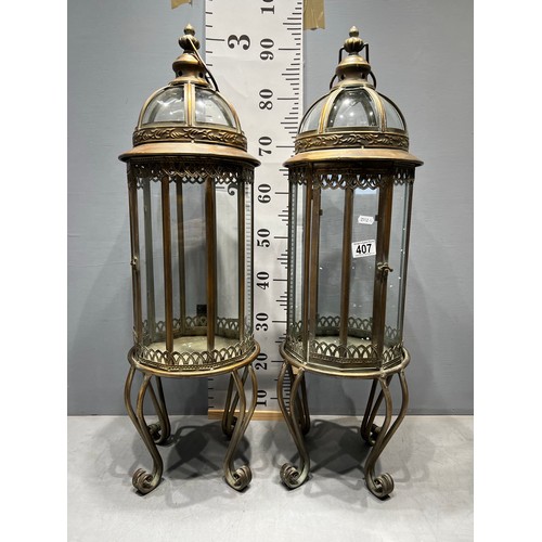 407 - Pair large copper lanterns