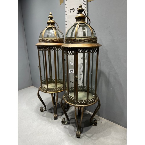 407 - Pair large copper lanterns