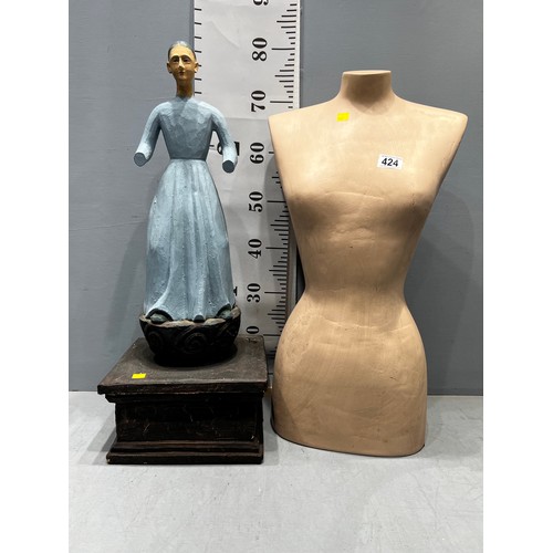 424 - Mannequin torso + vintage shop front advertising figure