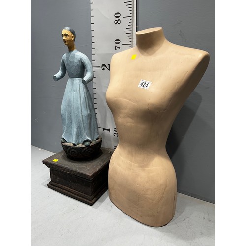 424 - Mannequin torso + vintage shop front advertising figure