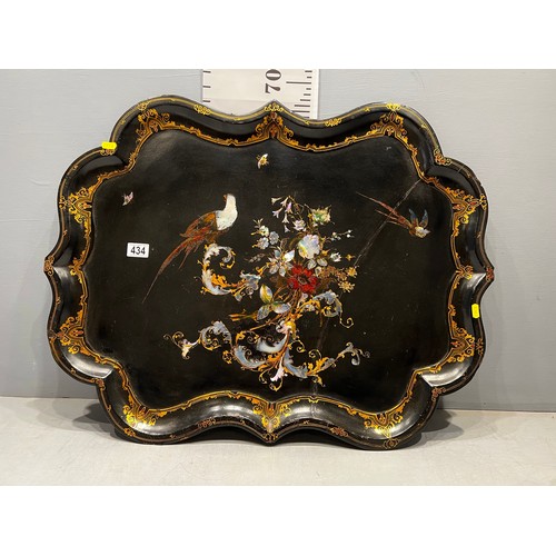 434 - Large Victorian paper-mache tray in style of Jennes + Bettridge a/f