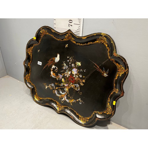 434 - Large Victorian paper-mache tray in style of Jennes + Bettridge a/f