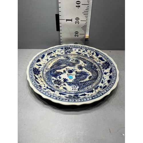 435 - Chinese large blue + white charger plate