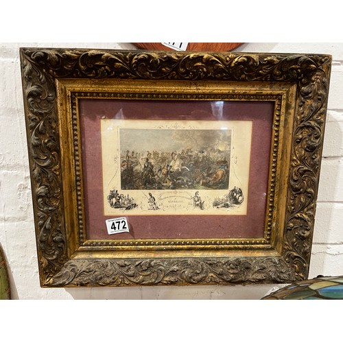 472 - Vintage 'Battle of Waterloo' picture in gilt frame