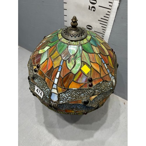 474 - Tiffany lamp. Dragon fly design needs re wire