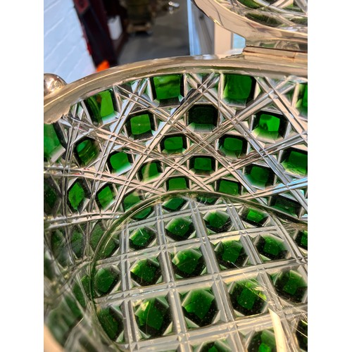 333 - Large green cut glass casket