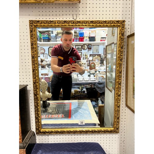 38 - Gilt framed beveled edge mirror