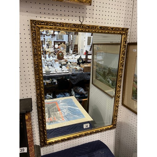 38 - Gilt framed beveled edge mirror