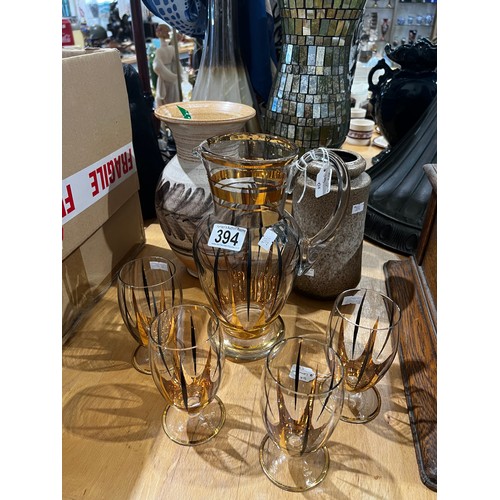 394 - 1950's lemonade set, deco vases flags etc