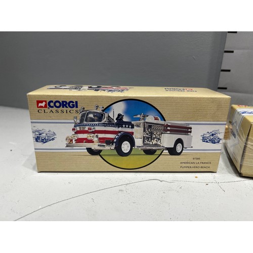 8 - 3 Corgi classics Mack b series pumper, pumper-vero beach, Mack CF pumper Neptune all boxed