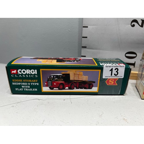 13 - 2 Corgi eddie stobart trucks, all boxed atkinson 8 wheel rigid with load includes unpainted figures ... 