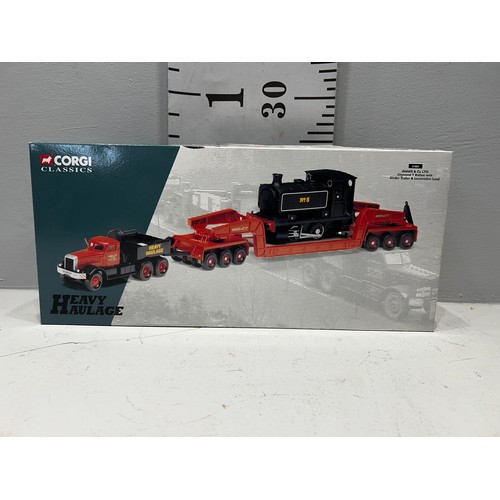 14 - Corgi heavy haulage diamond t.ballast with girder & locomotive load