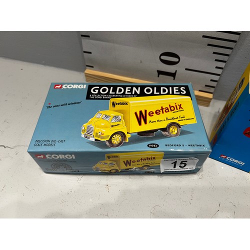 15 - 2 Corgi classics ERFKV box lorry moor houses jam golden oldies wheetabix bedford s lorry