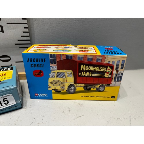 15 - 2 Corgi classics ERFKV box lorry moor houses jam golden oldies wheetabix bedford s lorry