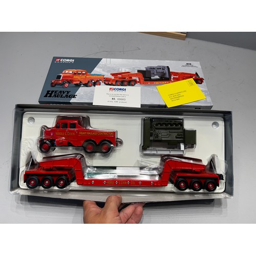 18 - Corgi heavy haulage siddle cook scammell constructor & 24 wheel girder trailer & load boxed