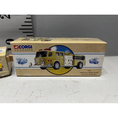 23 - 2 Corgi fire trucks Denver + Wayne fire department both boxed