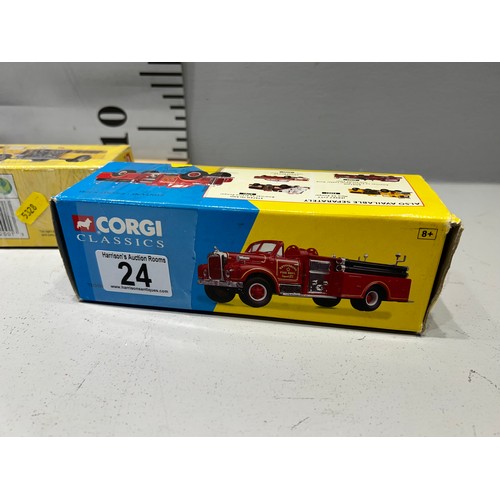 24 - 2 Corgi classics ltd edition fire trucks, jersey city + malvern with certificates