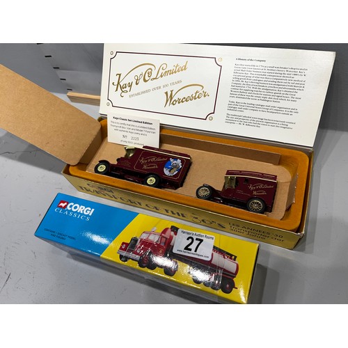 27 - Corgi classics scammell highway man & tanker trailer set ltd edition with certificate + corgi thorny... 