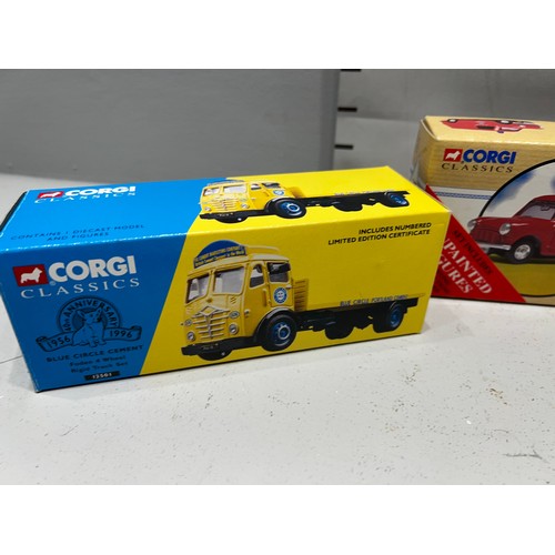 37 - 3 Corgi classics 2x foden 4 wheel rigid truck set + mini van fowley refinery boxed