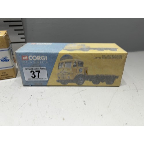 37 - 3 Corgi classics 2x foden 4 wheel rigid truck set + mini van fowley refinery boxed