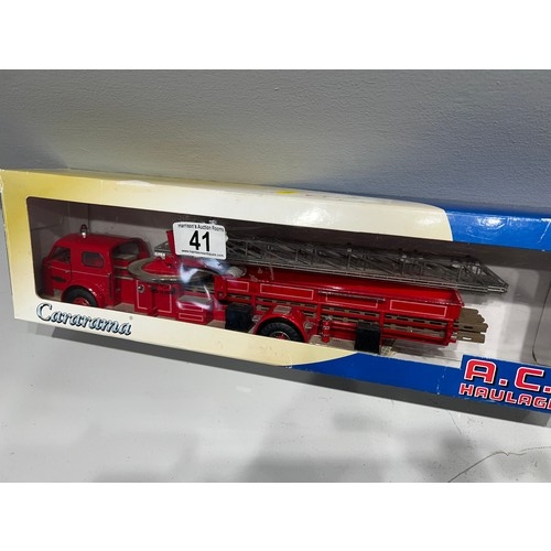 41 - Cararama A.C.K haulage ltd edition ladder fire engine boxed