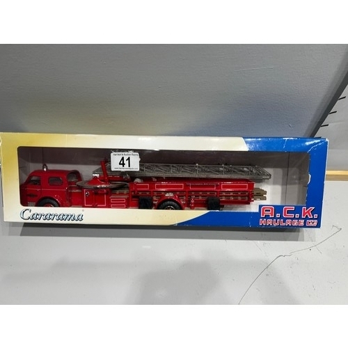 41 - Cararama A.C.K haulage ltd edition ladder fire engine boxed