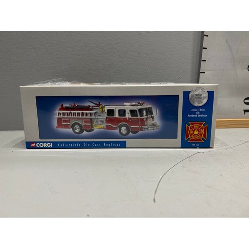 49 - Corgi ltd edition with numbered certificate E-one side mount Kansas city fire engine boxed