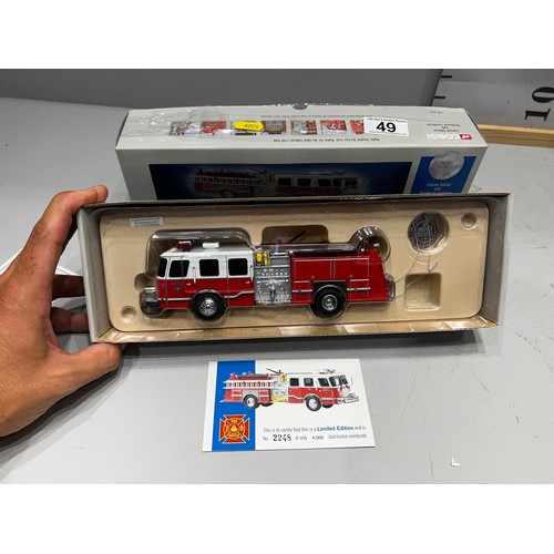 49 - Corgi ltd edition with numbered certificate E-one side mount Kansas city fire engine boxed