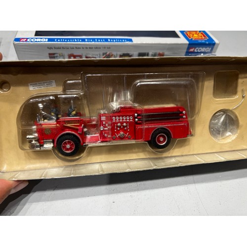 53 - 2 Corgi ltd edition open cab pumper + diamond dropside with oil drums with certificates boxed