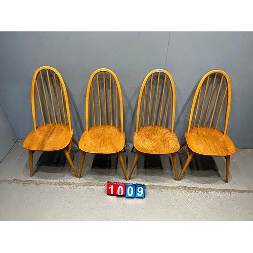 1009 - 4 Blonde ercol quaker chairs. Very clean