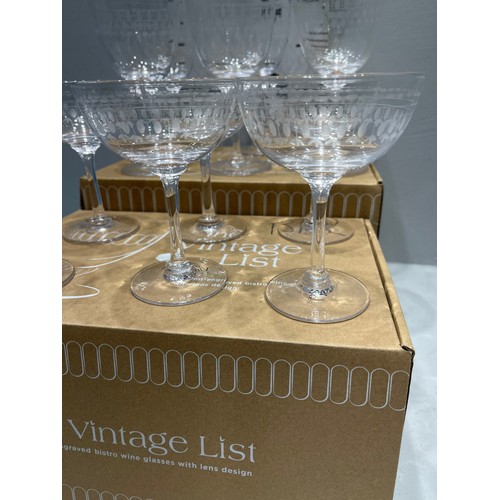 2 - 12 hand engraved wine glasses in box