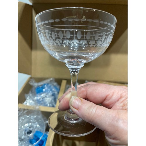 2 - 12 hand engraved wine glasses in box